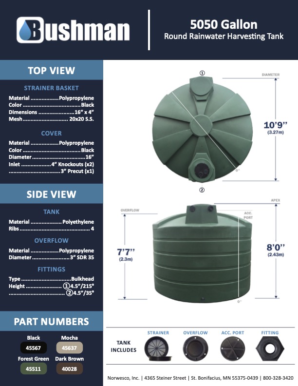 5050 Gallon Round Rainwater Harvesting Tank