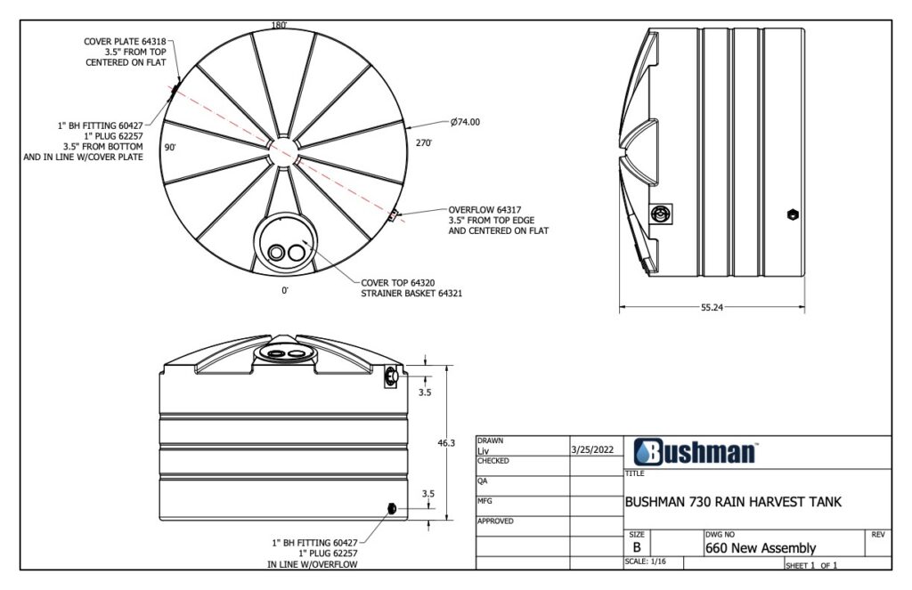 730 Gallon Round Rainwater Harvesting Tank