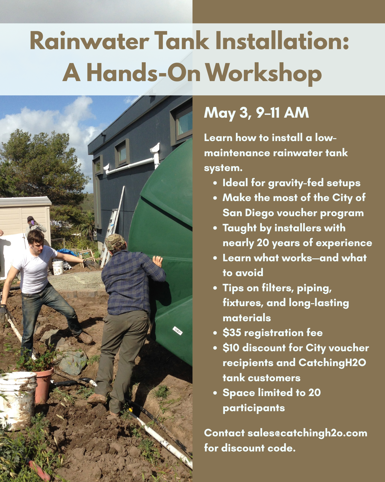 Rainwater Tank Installation Hands On Workshop